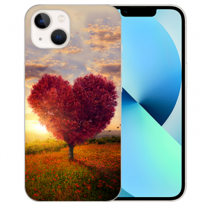 Schutzhülle Silikon TPU Cover Case Handyhülle für iPhone 14 Herzbaum Bilddruck 