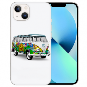 iPhone 13 Silikon TPU Case Handyhülle mit Namen Hippie Bus Fotodruck 