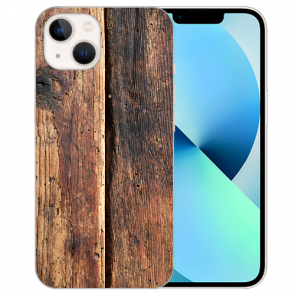 TPU Schutzhülle Silikon Cover Case für iPhone 14 Plus Holzoptik Bilddruck 