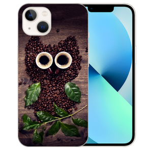 Silikon Backcover TPU Case für iPhone 14 Plus Kaffee Eule Fotodruck 