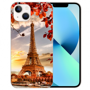 iPhone 13 Schutzhülle Silikon TPU Case Handyhülle mit Eiffelturm Bilddruck 
