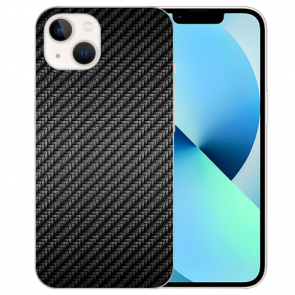 iPhone 13 Mini Schutzhülle Silikon TPU Case Handyhülle mit Fotodruck Carbon Optik