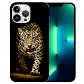 iPhone 13 Pro Handy Hülle Silikon TPU mit Leopard bei der Jagd Bilddruck 