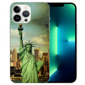 Silikon Schutzhülle Cover für iPhone 14 Pro Max Bilddruck Freiheitsstatue 