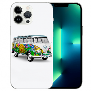 Silikon Schutzhülle für iPhone 14 Pro Max Cover Case Fotodruck Hippie Bus 