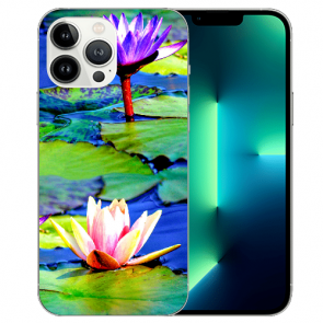 iPhone 13 Pro Max Handyhülle Silikon TPU mit Lotosblumen Fotodruck 