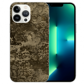 Handy Hülle Silikon für iPhone 14 Pro Max Cover Case Braune Muster Fotodruck 