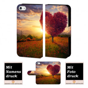 iPhone 5 / 5S / SE Individuelle Handyhülle mit Herzbaum + Bilddruck Text 