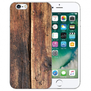 Handy Silikon Hülle für iPhone 6 / iPhone 6S mit Fotodruck Holzoptik