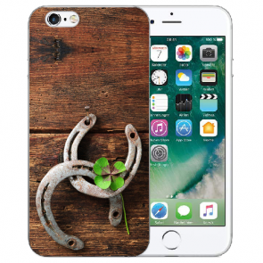 iPhone 6 / iPhone 6S Handy TPU Hülle mit Bilddruck Holz hufeisen