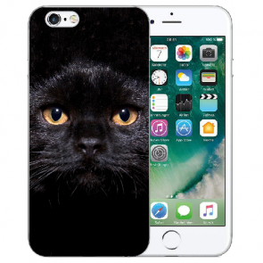 iPhone 6 / iPhone 6S Handy TPU Hülle mit Schwarze Katze Bilddruck 