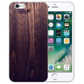 iPhone 6+ / iPhone 6S Plus TPU Hülle mit Bilddruck Holzoptik dunkelbraun
