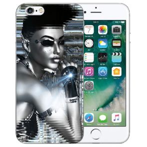Handy Silikon Hülle für iPhone 6 / iPhone 6S mit Fotodruck Robot Girl