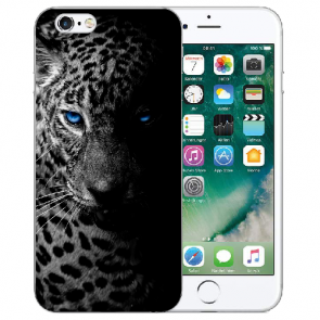 iPhone 6 / iPhone 6S TPU Hülle mit Fotodruck Leopard mit blauen Augen