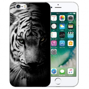 iPhone 6 / iPhone 6S Handy TPU Hülle mit Fotodruck Tiger Schwarz Weiß