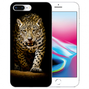 iPhone 7 +/ iPhone 8 Plus TPU Hülle mit Fotodruck Leopard bei der Jagd