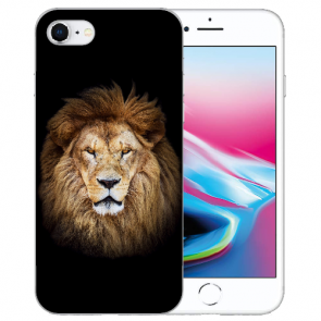 iPhone 7 / iPhone 8 Handy TPU Hülle Case mit Fotodruck Löwenkopf