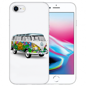 iPhone 7 / iPhone 8 Handy Hülle TPU mit Foto Druck Hippie Bus