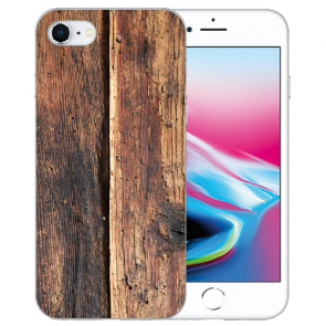 Handy Hülle TPU mit Bild Druck Holzoptik für iPhone 7 / iPhone 8