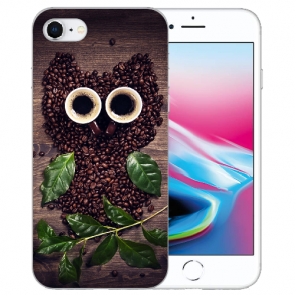 iPhone 7 / iPhone 8 Handy Hülle TPU Case mit Foto Druck Kaffee Eule