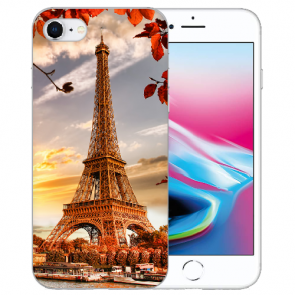 iPhone SE (2020) / (2022) Silikon TPU Handy Hülle mit Bilddruck Eiffelturm Etui