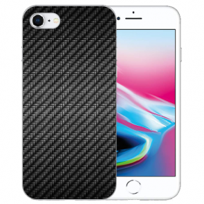 Handy TPU Hülle für iPhone 7 / iPhone 8 mit Fotodruck Carbon Optik