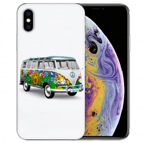 TPU Handy Tasche Etui mit Fotodruck Hippie Bus für iPhone X / XS 