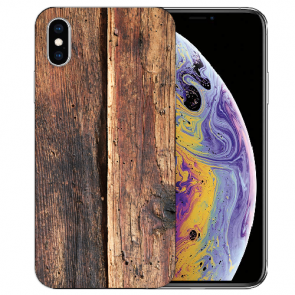 iPhone XS Max TPU Handy Hülle Tasche mit Holzoptik Bilddruck Etui