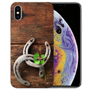 TPU Handy Hülle Tasche für iPhone XS Max mit Holz hufeisen Bilddruck 