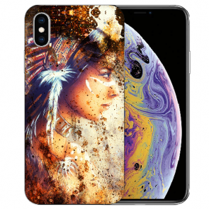 iPhone XS Max TPU Handy Hülle Tasche mit Indianerin Porträt Bilddruck 