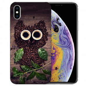 TPU Handy Hülle Tasche für iPhone XS Max mit Kaffee Eule Bilddruck 