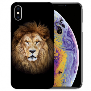 iPhone X / XS TPU Schutzhülle Handy Tasche mit Fotodruck Löwenkopf