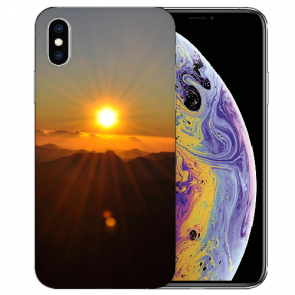 iPhone X / XS TPU Handy Tasche Etui mit Fotodruck Sonnenaufgang