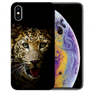 iPhone X / XS TPU Schutzhülle Handy Tasche mit Fotodruck Leopard