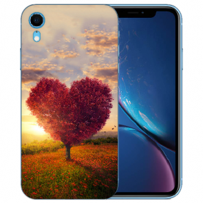 TPU Handy Hülle Silikon Case mit für iPhone XR Bilddruck Herzbaum