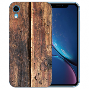 TPU Handy Hülle für iPhone XR Silikon mit Fotodruck Holzoptik