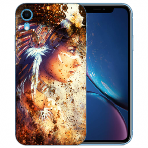 TPU Handy Hülle Silikon mit Fotodruck Indianerin Porträt für iPhone XR