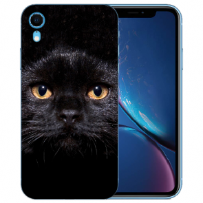 TPU Handy Hülle Silikon für iPhone XR mit Schwarze Katze Bilddruck 