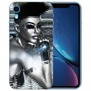 TPU Handy Hülle für iPhone XR Silikon mit Fotodruck Robot Girl Etui