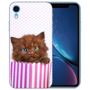 TPU Handy Hülle für iPhone XR Case mit Fotodruck Kätzchen Braun