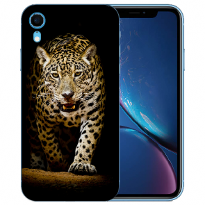 TPU Handy Hülle für iPhone XR Case mit Fotodruck Leopard bei der Jagd