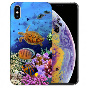iPhone X / XS TPU Handy Tasche Hülle mit Fotodruck Aquarium Schildkröten