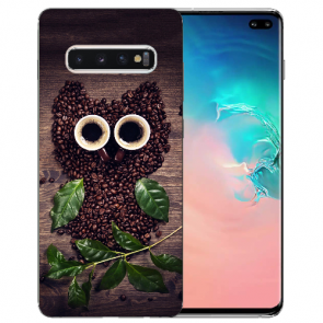 Samsung Galaxy S10 TPU-Silikon Hülle mit Kaffee Eule Fotodruck 