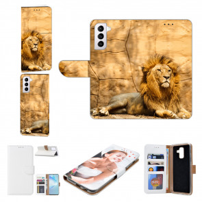 Handy Hülle Tasche für Samsung Galaxy S21 mit Löwe Fotodruck