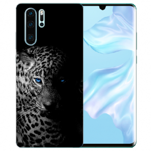 Huawei P30 Pro Silikon Hülle mit Leopard mit blauen Augen Fotodruck 