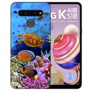 LG K51s Silikon TPU Handyhülle mit Fotodruck Aquarium Schildkröten