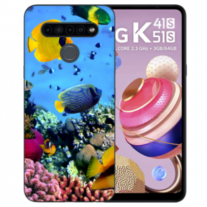 LG K51s Silikon TPU Handyhülle mit Fotodruck Korallenfische