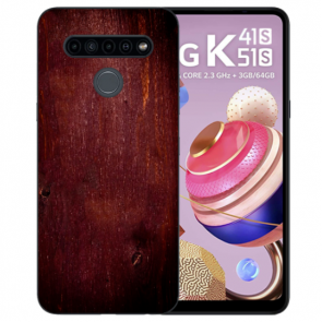 LG K41s Handyhülle TPU Silikon mit Foto Namendruck Eichenholz -Optik