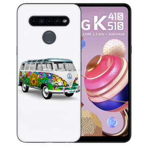 Handyhülle TPU Silikon mit Fotodruck Hippie Bus für LG K41s