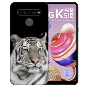 Silikon Schutzhülle TPU Case mit Tiger Bild Namendruck für LG K51s